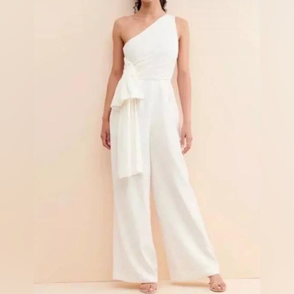 C/MEO Collective Show Them the Shoulder Jumpsuit Ivory Size S